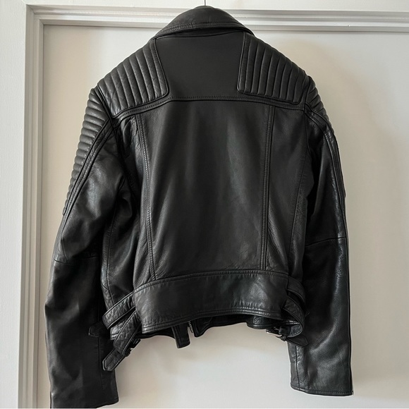 All Saints Classic leather biker jacket size 6 - Picture 2 of 3